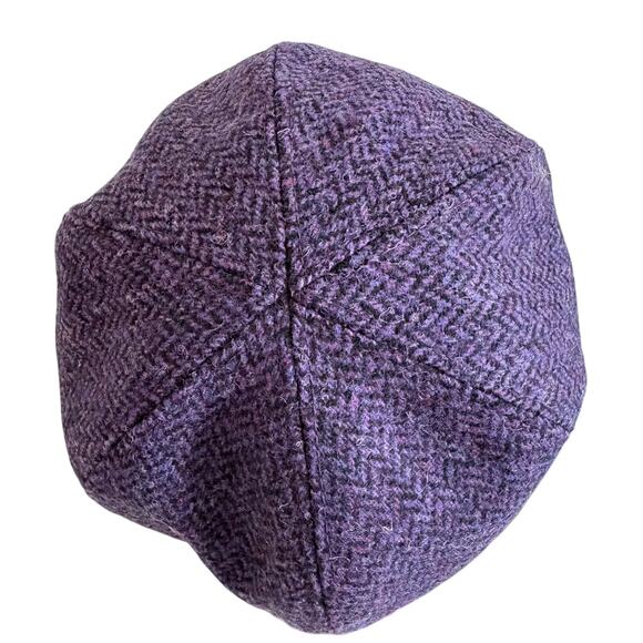 Mucros Ireland Purple Herringbone Wool Tweed Flapper Cloche Hat Retro Coquette